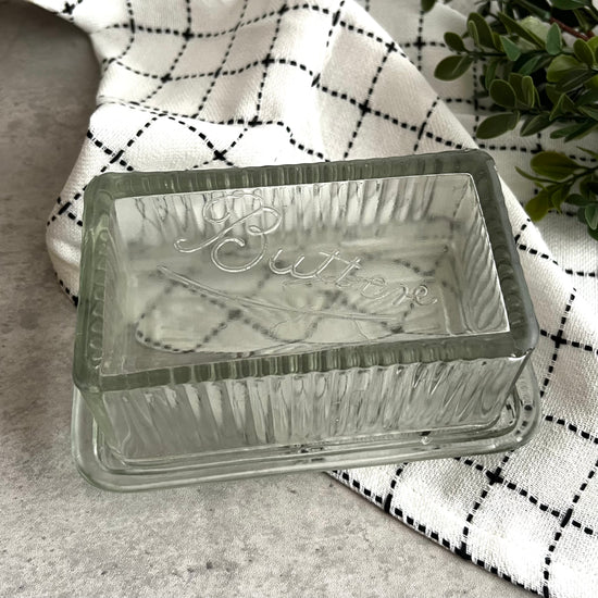 Glass butter dish