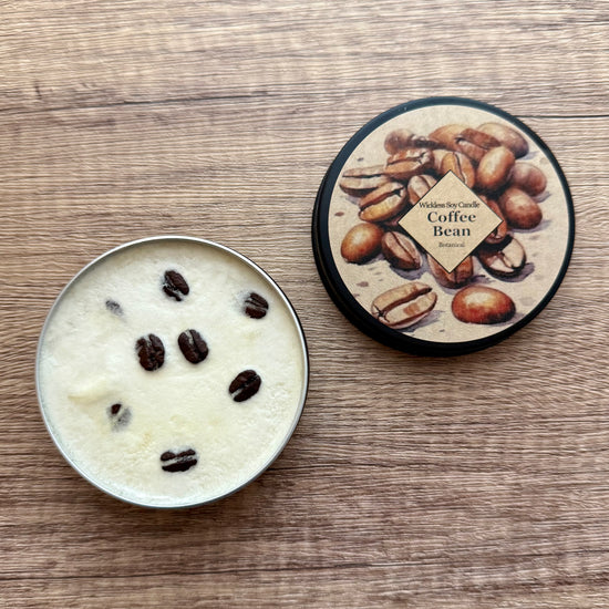 Cosmetic product with coffee beans on a wooden surface